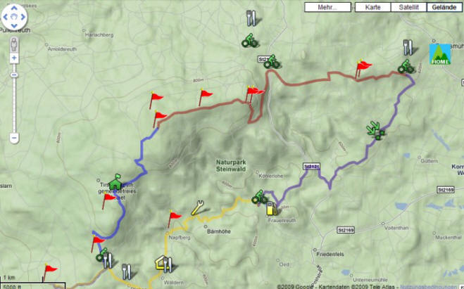 Landschaftskarte mit der Felsen-Geocachingtour