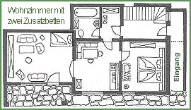 Grundriss der 60qm- FeWo Apfel im Grnen