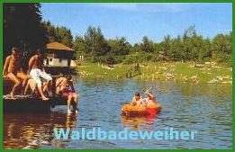 Unser Waldbadeweiher mit Wirtschaftsgebude, 15 Minuten zu Fu